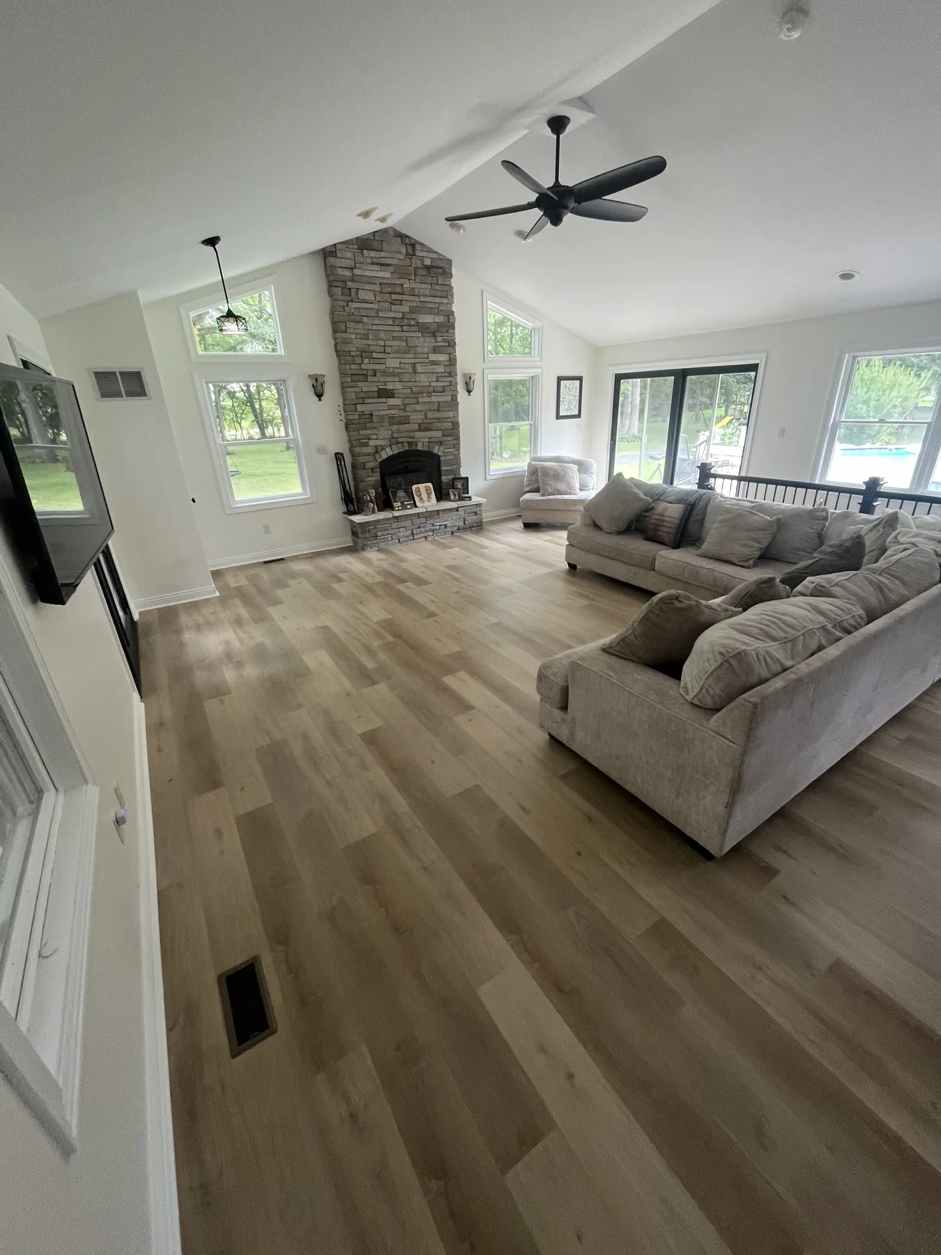 Installed wood flooring